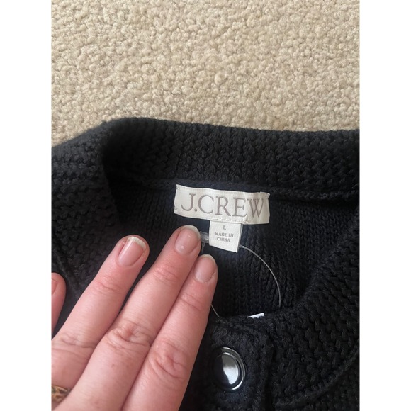 J. Crew NWT Women's Cropped Button Up Sweater Shell Black Knit Vest 2025- L - Picture 4 of 9